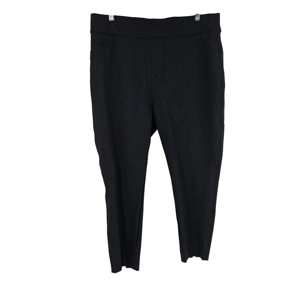 Spanx Straight Leg Pull On Pants Black Stretch Career Cropped Ankle Size 2X